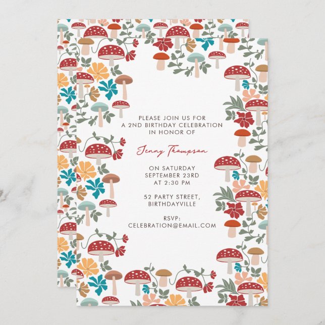 Convites Cogumelos e Meio século flexível (Frente/Verso)