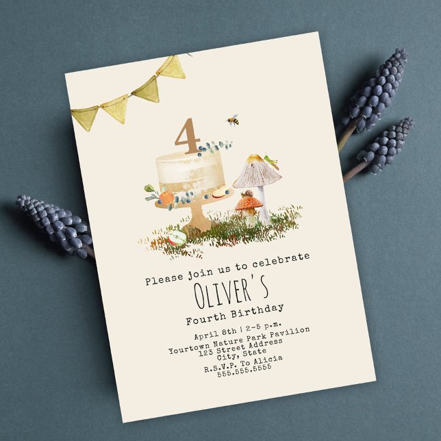 Convites Cogumelos Florestais Natureza Insetos Bolo Anivers (Criador carregado)