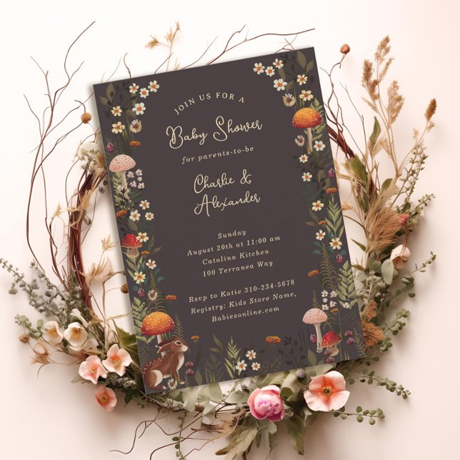 Convites cogumelos silvestres flores silvestres chá de fral (Criador carregado)