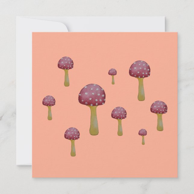 Convites Cogumelos vermelhos e brancos (Frente)