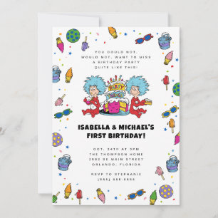 Convites Coisa Um Coisa Dois   Gêmeos Confete Aniversário