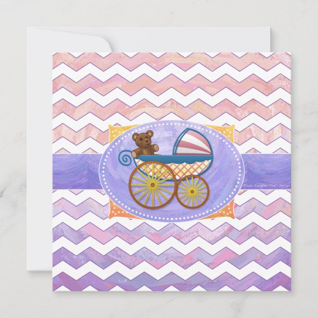 Convites Coisas de bebê rosa e fedorento (Frente)