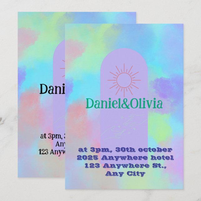 Convites Coisas de Casamento Suave Roxo Profundo (Frente/Verso)