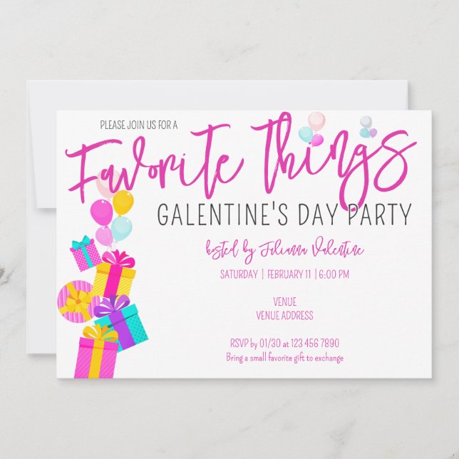 Convites Coisas favoritas Dia das Meninas de Galentine (Frente)
