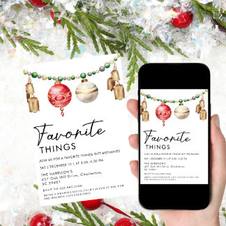 Convites Coisas favoritas simples e minimalistas em preto e