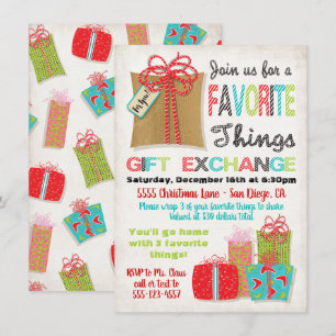 Convites Coisas favoritas Troca de presentes de Natal