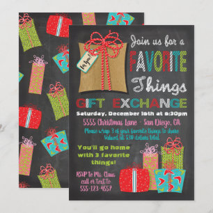 Convites Coisas favoritas Troca de presentes de Natal