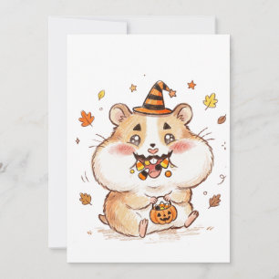 Convites Coisas Fofas Bochechas de Halloween Hamster Truque