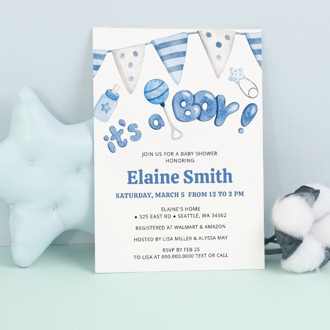 Convites Coisinhas bonitas É um Chá de fraldas (Cute Little Things Its a Boy Baby Shower Invitation)