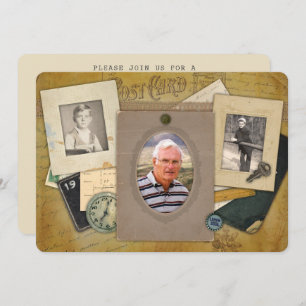 Convites Colagem Antiquada   Masculine 3 Fotografia Ano Per