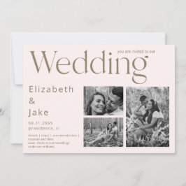 Convites Colagem Contemporânea B/W Foto Blush II Casamento
