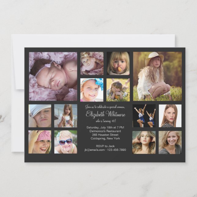 Convites Colagem de 14 fotos (Frente)