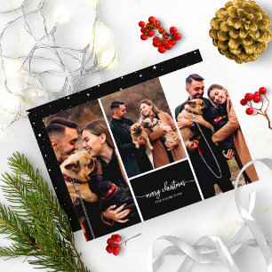 Convites Colagem de 3 Fotos Natal Alegre com Estilo Preto