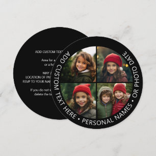 Convites Colagem de 4 Fotos com Texto Personalizado em Curv