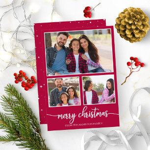 Convites Colagem de 4 Fotos Cute Script Natal Feliz