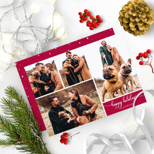 Convites Colagem de 4 Fotos Feliz Natal Moderno Natal