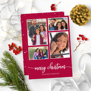 Convites Colagem de 4 Fotos Monograma Feliz Natal Férias