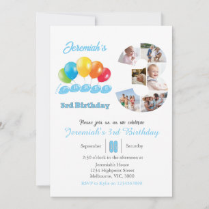 Convites Colagem de aniversário de 3 anos com foto número 3