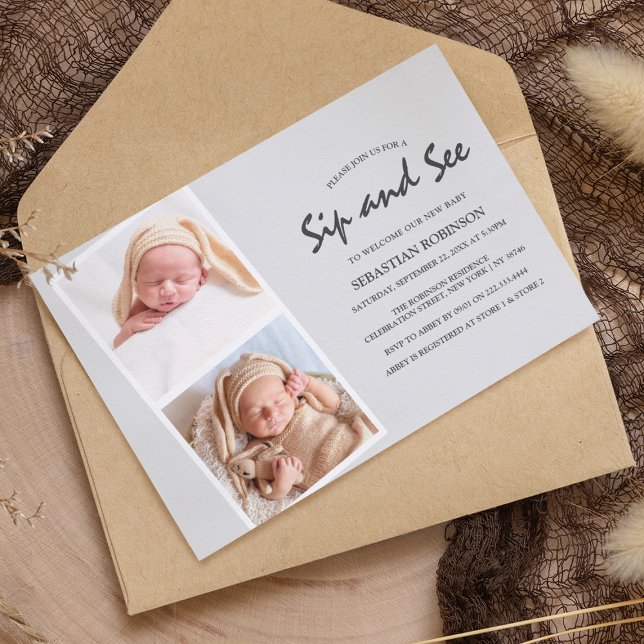 Convites Colagem de Faixa de Foto Moderna | Beba e veja | N (Criador carregado)