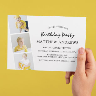 Convites Colagem de Faixa de Foto Moderna   Qualquer Idade 