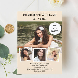 Convites Colagem de festas de aniversário de marfim de marf