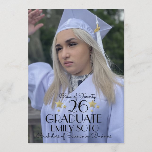Convites Colagem de Formatura de 2026 Roteiro Estrelas Foto (Frente)
