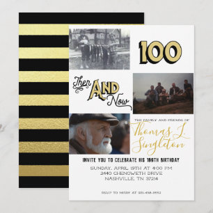 Convites Colagem de Fotografias & Agora   100º aniversário