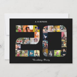 Convites Colagem de Fotografias de 20 Festa de aniversário 