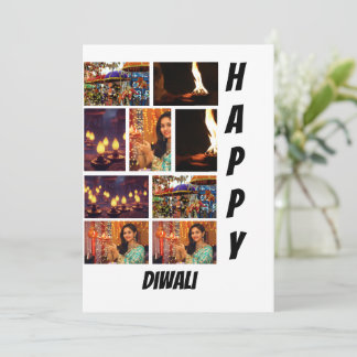 Convites Colagem de Fotografias Moderna Diwali 9 Personaliz