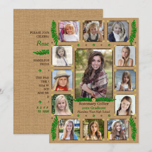 Convites Colagem de Fotografias Rústicas de Festa de forma