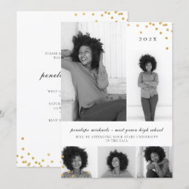 Convites Colagem de Fotografias Simples Faux Dourada Festa 