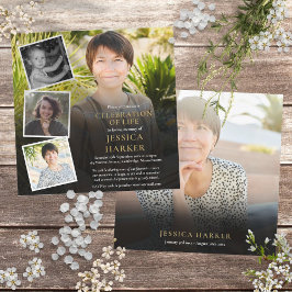 Convites Colagem de Fotos Celebração de Vida Funeral Modern