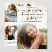Colagem de Fotos Confetti Dourada Branca Quinceañe