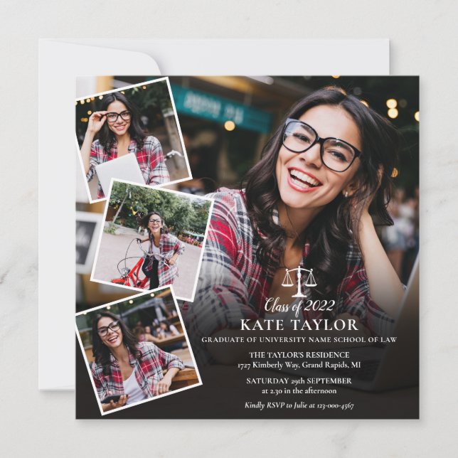 Convites Colagem de Fotos da Faculdade de Direito Quadrado  (Frente)