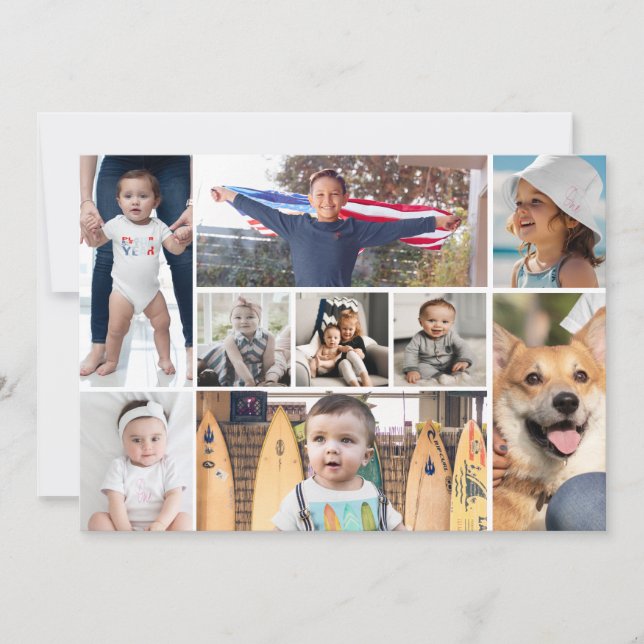 Convites Colagem de Fotos de 9 Imagens (Frente)