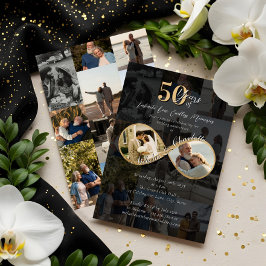 Convites Colagem de Fotos de Aniversário de 50 Anos de Amor