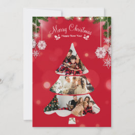 Convites Colagem de Fotos de Árvore de Natal Criativa Verme