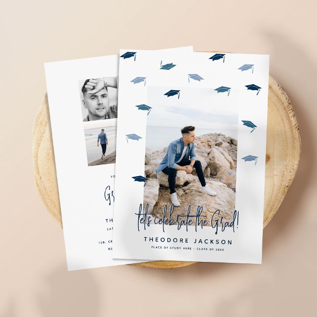 Convites Colagem de Fotos de Boinas de Mortar em Cascata Gr (Criador carregado)