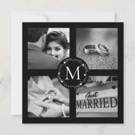 Convites Colagem de Fotos de Casamento com Monograma Agrade