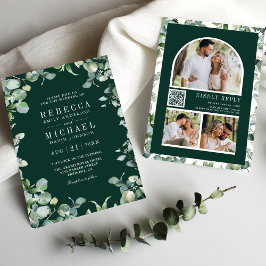Convites Colagem de Fotos de Eucalipto Código QR Casamento