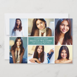 Convites Colagem de Fotos de Festa de formatura Verde Elega