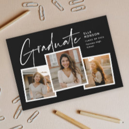 Convites Colagem de Fotos de Graduação com Letra Moderna Fo