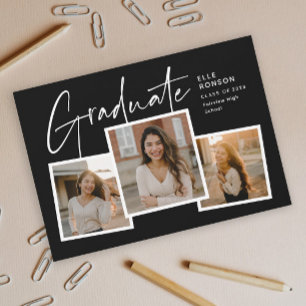 Convites Colagem de Fotos de Graduação com Letra Moderna Fo