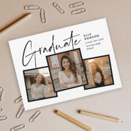 Convites Colagem de Fotos de Graduação com Letra Moderna Fo