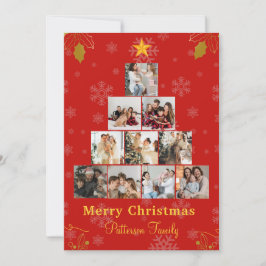 Convites Colagem de Fotos de Natal do Minimalista Vermelho