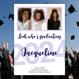 Convites Colagem de Fotos de Script Puro de Graduação Moder