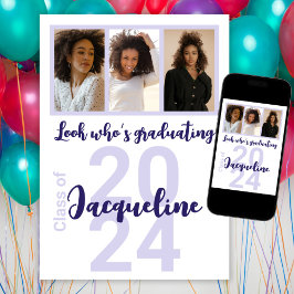 Convites Colagem de Fotos de Script Puro de Graduação Perso