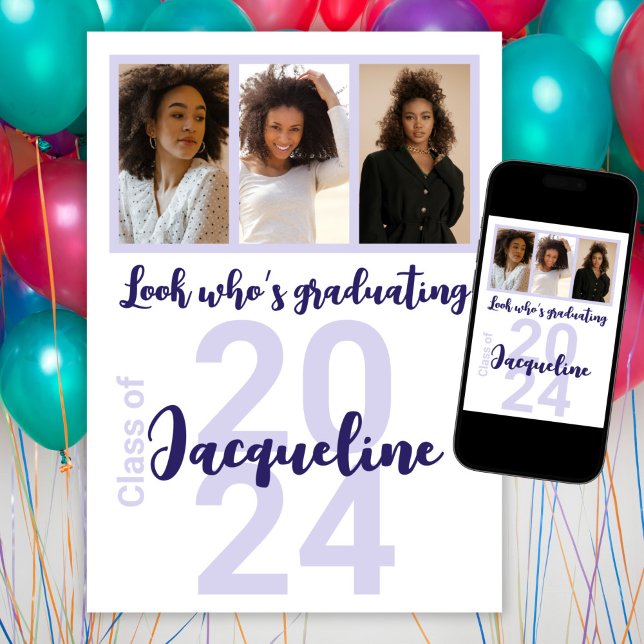 Convites Colagem de Fotos de Script Puro de Graduação Perso (Criador carregado)