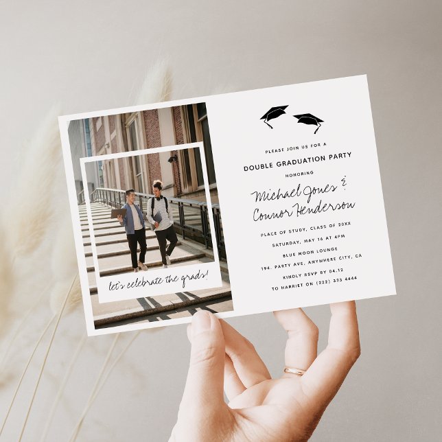 Convites Colagem de Fotos Divertida Festa de formatura Dupl (Criador carregado)