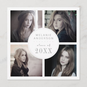 Convites Colagem de Fotos do Estilo de Graduação Nostálgica